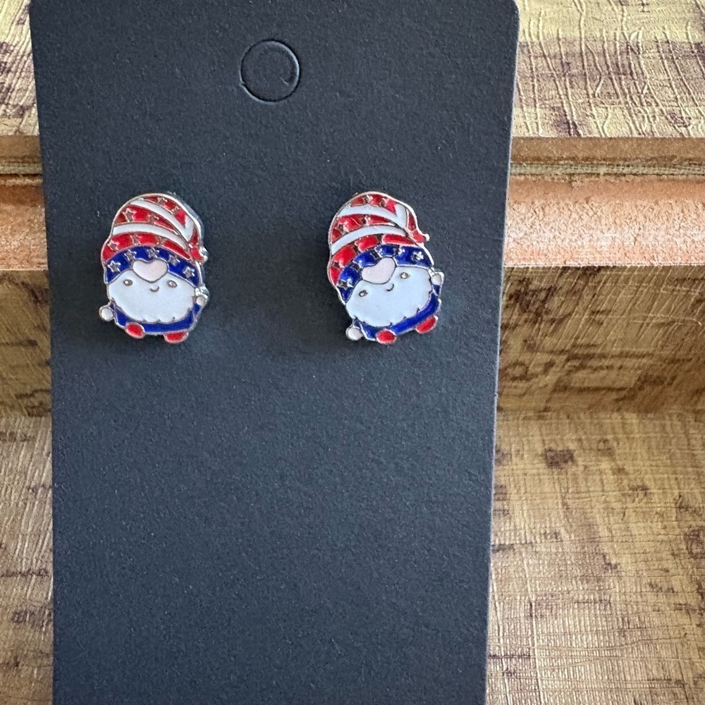 Source Unknown Red and Blue Earrings Patriotic Studs